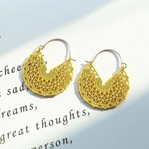 Summer Hollow Pink Earrings Flower Boho dangle earring YELLOW